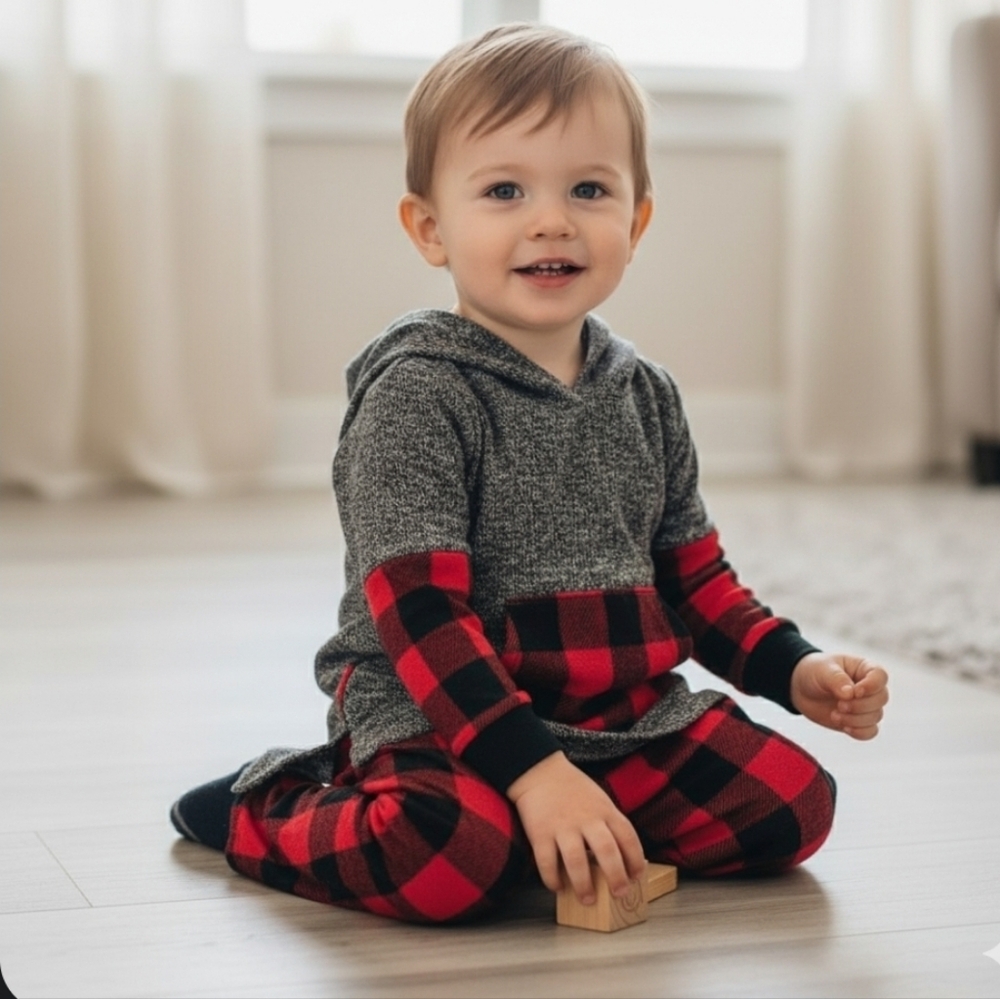 Little Lumberjack Plaid Hoodie & Pants Set (18-24M)